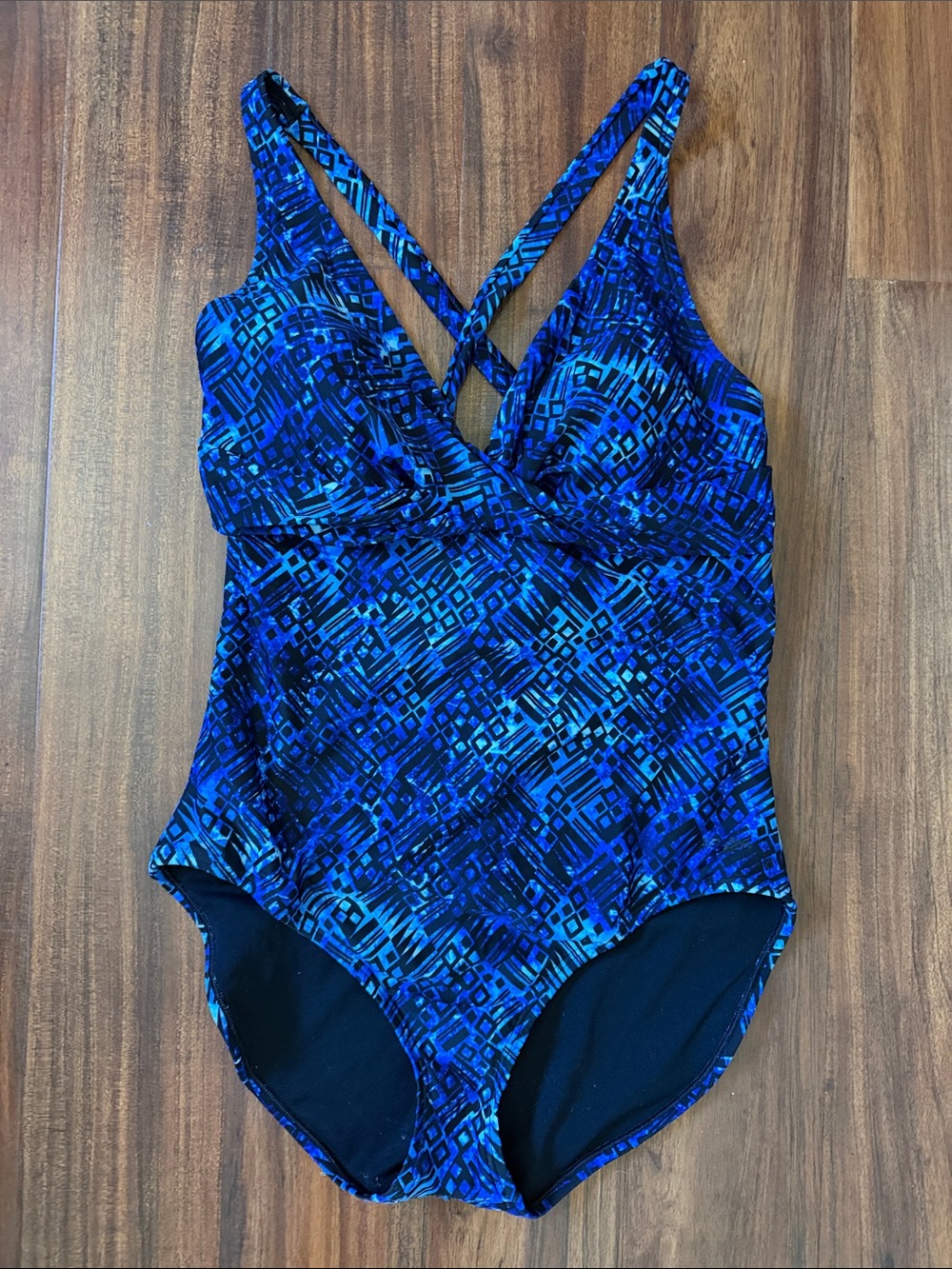 Speedo Blue & Black Geo-Print One-Piece Swimsuit